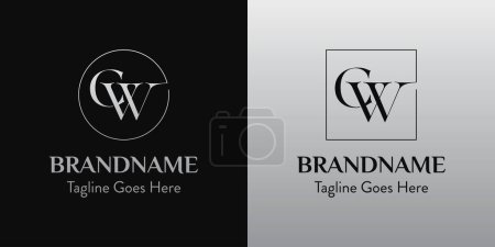 Buchstaben CW In Circle und Square Logo Set, für Unternehmen mit CW oder WC Initialen