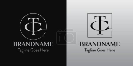 Illustration for Letters CT In Circle and Square Logo Set, for business with CT or TC initials - Royalty Free Image