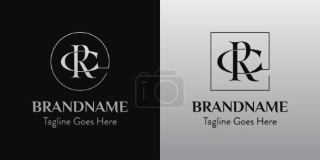 Lettres CR In Circle et Square Logo Set, pour les entreprises avec initiales CR ou RC