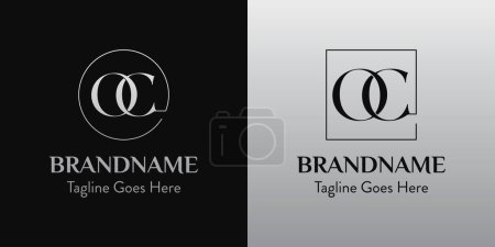 Buchstaben CO im Kreis und quadratisches Logo-Set, für Geschäfte mit CO- oder OC-Initialen
