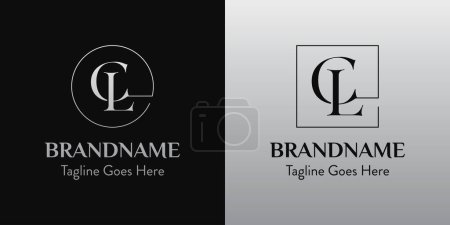 Cartas CL En conjunto de logotipos de círculo y cuadrado, para negocios con iniciales CL o LC