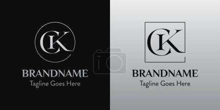 Illustration for Letters CK In Circle and Square Logo Set, for business with CK or KC initials - Royalty Free Image