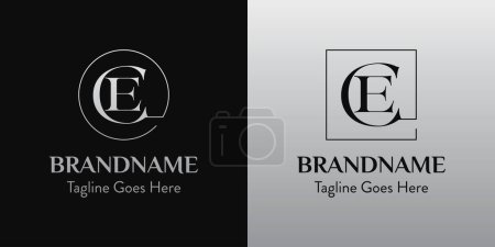 Illustration for Letters CE In Circle and Square Logo Set, for business with CE or EC initials - Royalty Free Image