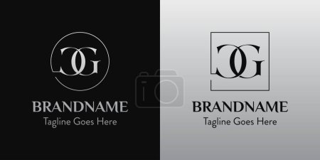 Illustration for Letters CG In Circle and Square Logo Set, for business with CG or GC initials - Royalty Free Image