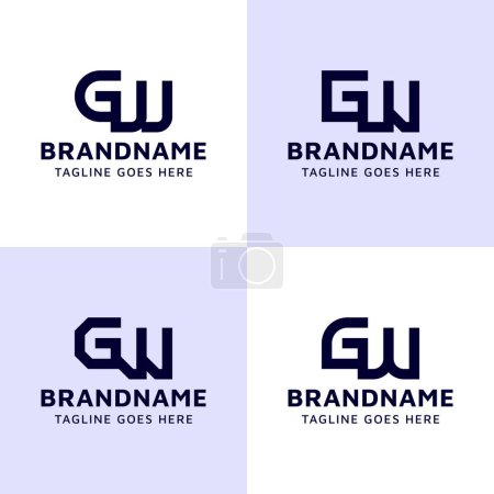 Letters GW Monogram Logo Set, suitable for any business with WG or GW initials.