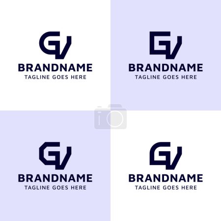 Letters GV Monogram Logo Set, suitable for any business with VG or GV initials.