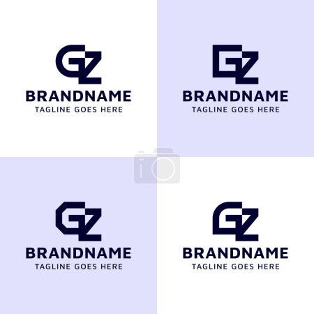 Letters GZ Monogram Logo Set, suitable for any business with ZG or GZ initials.