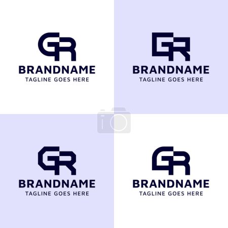 Letters GR Monogram Logo Set, suitable for any business with RG or GR initials.
