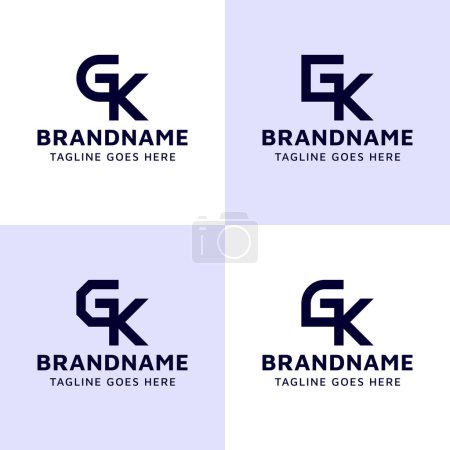 Buchstaben GK Monogram Logo Set, geeignet für jedes Geschäft mit KG oder GK Initialen.