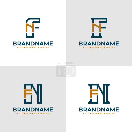 Logotipo elegante del monograma de las letras FN y NF, conveniente para el negocio con las iniciales de FN o NF
