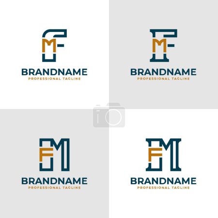 Elegant Letters FM and MF Monogram Logo, suitable for business with FM or MF initials
