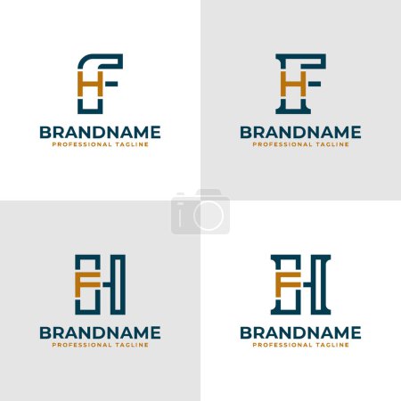 Elegante Buchstaben FH und HF Monogramm Logo, geeignet für Geschäfte mit FH oder HF Initialen