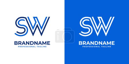 Lettres SW Line Monogram Logo, adapté aux entreprises avec initiales SW ou WS