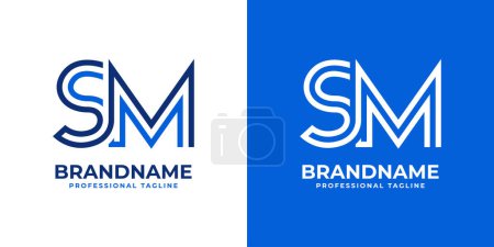 Letras SM Line Monogram Logo, adecuado para negocios con iniciales SM o MS