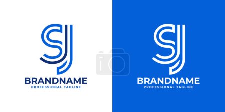Téléchargez les illustrations : Lettres SJ Line Monogram Logo, adapté aux entreprises avec initiales SJ ou JS - en licence libre de droit