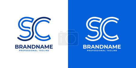 Logotipo del monograma de la línea de letras SC, conveniente para el negocio con las iniciales de SC o CS