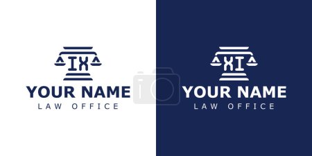 Letters IX and XI Legal Logo, for lawyer, legal, or justice with IX or XI initials