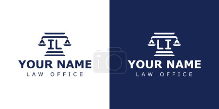 Letters IL and LI Legal Logo, for lawyer, legal, or justice with IL or LI initials