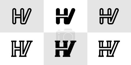 Letters HV Monogram Logo Set, suitable for business with HV or VH initials