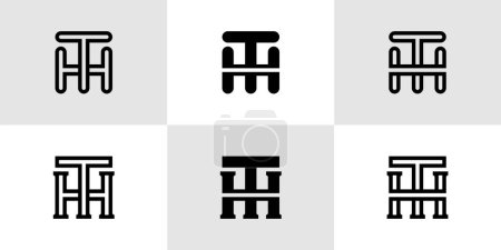 Téléchargez les illustrations : Lettres HT Monogram Logo Set, adapté aux entreprises avec initiales HT ou TH - en licence libre de droit