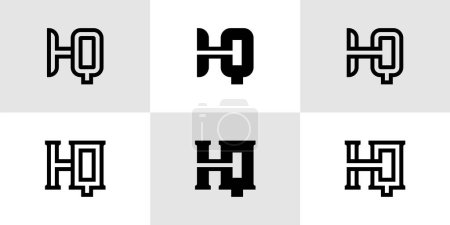 Buchstaben HQ Monogramm Logo Set, geeignet für Geschäfte mit HQ oder QH Initialen