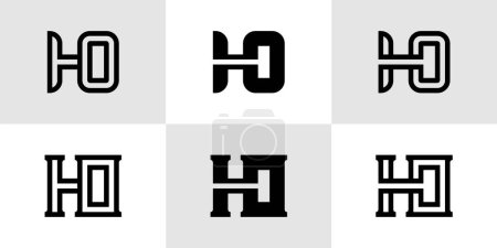 Buchstaben HO Monogramm Logo Set, geeignet für Geschäfte mit HO oder OH Initialen