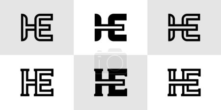 Buchstaben HE Monogramm Logo Set, geeignet für Geschäfte mit HE oder EH Initialen
