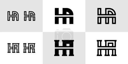 Illustration for Letters HA Monogram Logo Set, suitable for business with HA or AH initials - Royalty Free Image