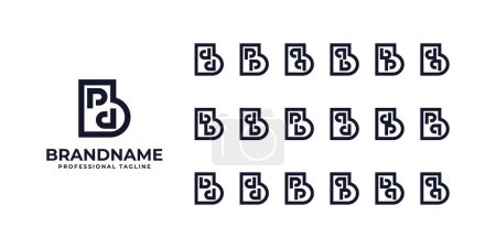 Letters bpd, bdd, bpp, bqq, bqb, bbp, bdq, bbb, bdb, bpb, bqd, bdp, bpq, bbd, bdd, bpp, bqp, bdq, bqq Logo Set