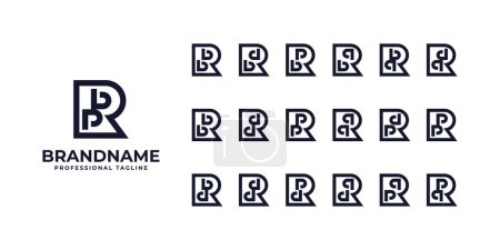 Illustration for Letters rbp, rbb, rdb, rpb, rqb, rbq, rdq, rpd, rbb, rdd, rpp, rqq, rdp, rpp, rbd, rdd, rpd, rqd, rqp Logo - Royalty Free Image