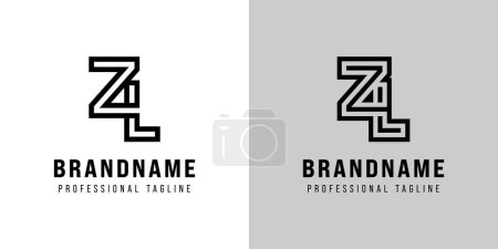 Letras ZL Monogram Logo, adecuado para cualquier negocio con iniciales ZL o LZ
