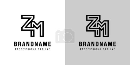 Letras ZM Monogram Logo, adecuado para cualquier negocio con iniciales ZM o MZ