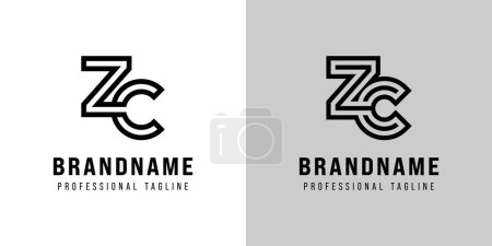 Lettres Logo monogramme ZC, adapté à toute entreprise avec initiales ZC ou CZ