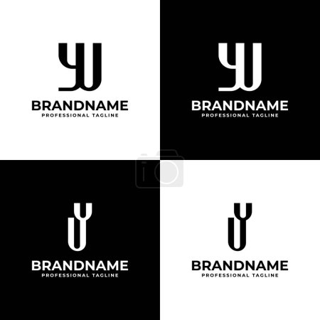 Letters YU and UY Monogram Logo, suitable for any business with UY or YU initials