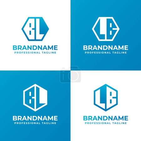 Buchstaben BL und LB Hexagon Logo Set, geeignet für Geschäfte mit LB oder BL Initialen