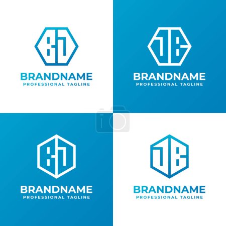 Logotipo de letras BJ y JB Hexagon, adecuado para negocios con iniciales JB o BJ
