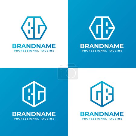 Buchstaben BG und GB Hexagon Logo Set, geeignet für Geschäfte mit GB oder BG Initialen