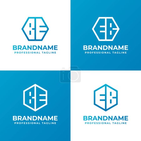 Letters BE and EB Hexagon Logo Set, suitable for business with EB or BE initials