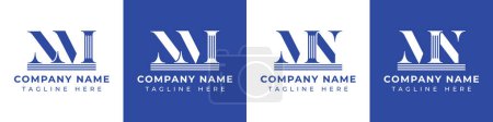 Letters MN and NM Pillar Logo, suitable for business with MN and NM related to Pillar