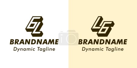 Letras GL y LG 3D Monogram Logo, Adecuado para negocios con iniciales LG o GL