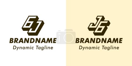 Buchstaben GJ und JG 3D Monogramm Logo, Geeignet für Geschäfte mit JG- oder GJ-Initialen