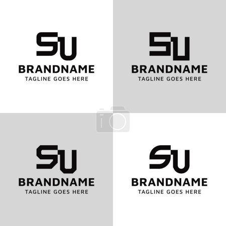 Conjunto de logotipo de monograma de letras SU, adecuado para cualquier negocio con iniciales de EE. UU. O SU