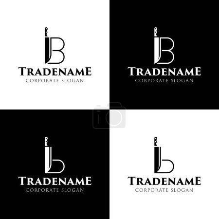 Buchstabe B Messer-Logo, für Kulinarische Marken, Messermacher und Köche