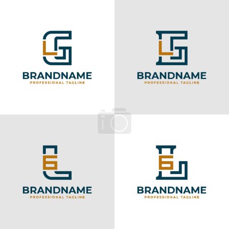 Elegante logotipo de letras GL y LG Monogram, adecuado para negocios con iniciales LG o GL
