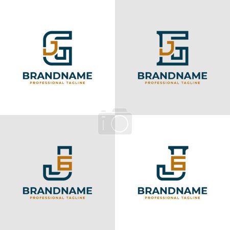 Élégantes lettres GJ et JG Monogram Logo, adapté pour les affaires avec des initiales JG ou GJ