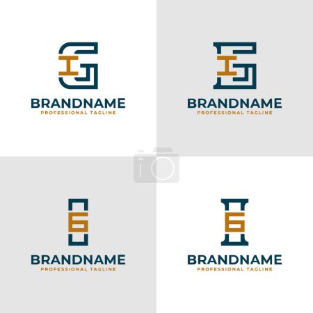 Cartas elegantes GI e IG Monogram Logo, adecuado para negocios con iniciales IG o GI