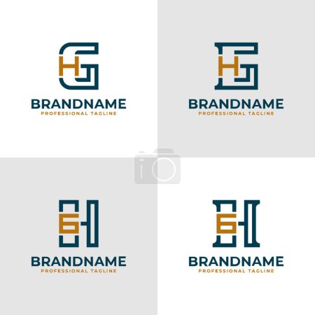Elegante Buchstaben GH und HG Monogramm Logo, geeignet für Geschäfte mit HG oder GH Initialen