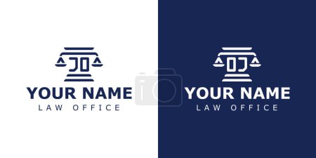 Brief JO und OJ Legal Logo, für Anwalt, Recht oder Justiz mit OJ oder JO Initialen