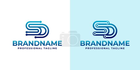 Letras SD Technology Logo, ideal para hardware técnico y marcas de electrónica