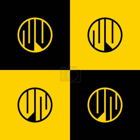 Ensemble de logo simple NV et VN Letters Circle, adapté aux entreprises avec initiales VN et NV